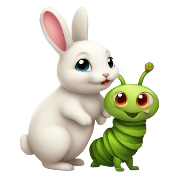 cute small bunny and cute caterpillar in love  sticker