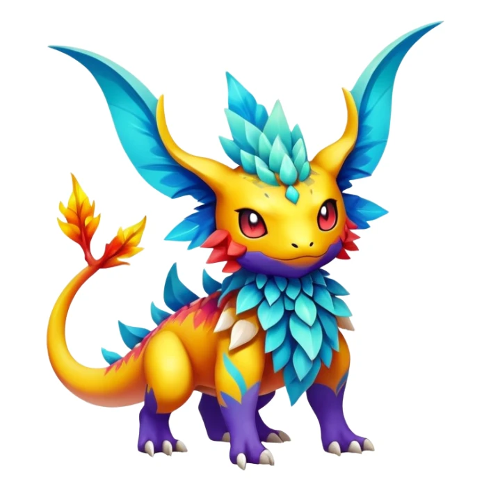 Elemental magical colorful exotic animesque Pokémon-Fakémon-creature, (full body) sticker