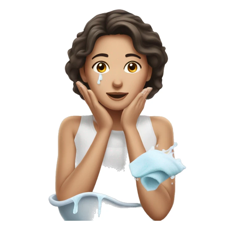 Pretty brunette woman washing her face  sticker