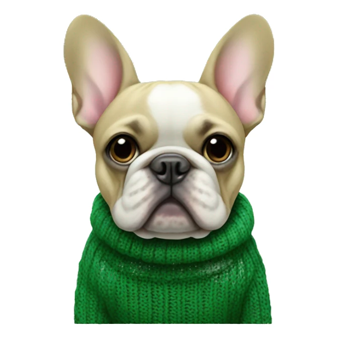 French bulldog in green knitted sweater sticker