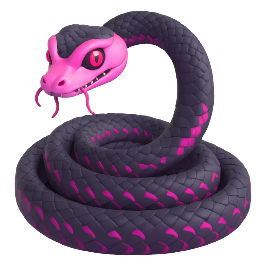 3D gothic snake with pink eyes, coiled and mysterious sticker