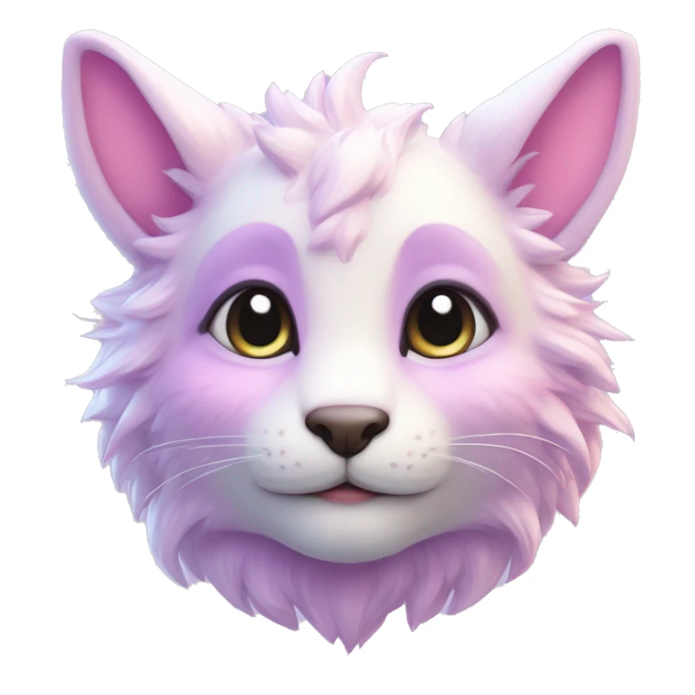 Kawaii cute colorful bright light pastel lilac-pink-white-gradient fantasy ethereal anthro fursona animal creature sticker