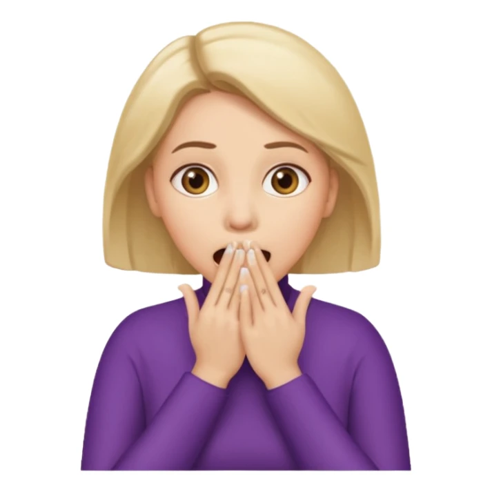 woman surprised with her hands over her mouth, full body sticker