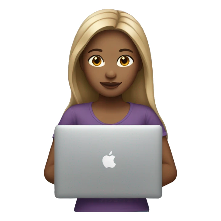Girl-hold-MacBook-light skin-light brown hair sticker