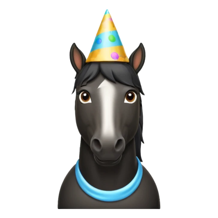 black horse in t shirt with party hat front view sticker