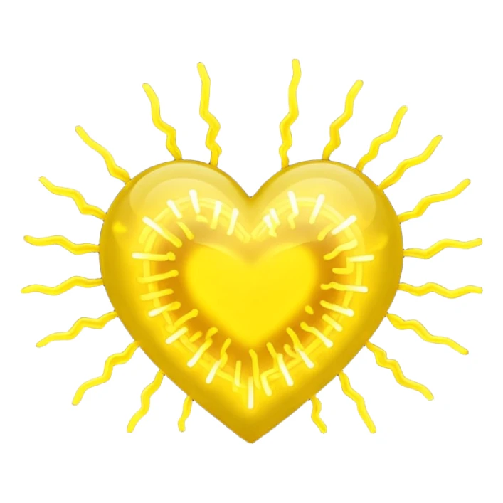 yellow heart pulsating with yellow energy particles sticker