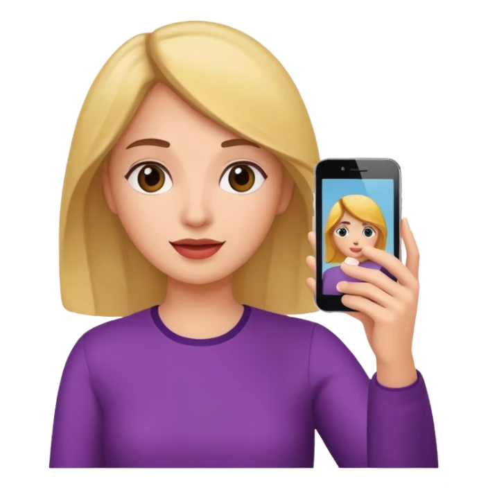  woman holding her phone having selfie sticker