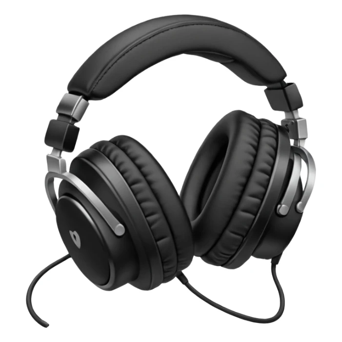 A pair of oversized headphones resting on the booth edge.
 sticker