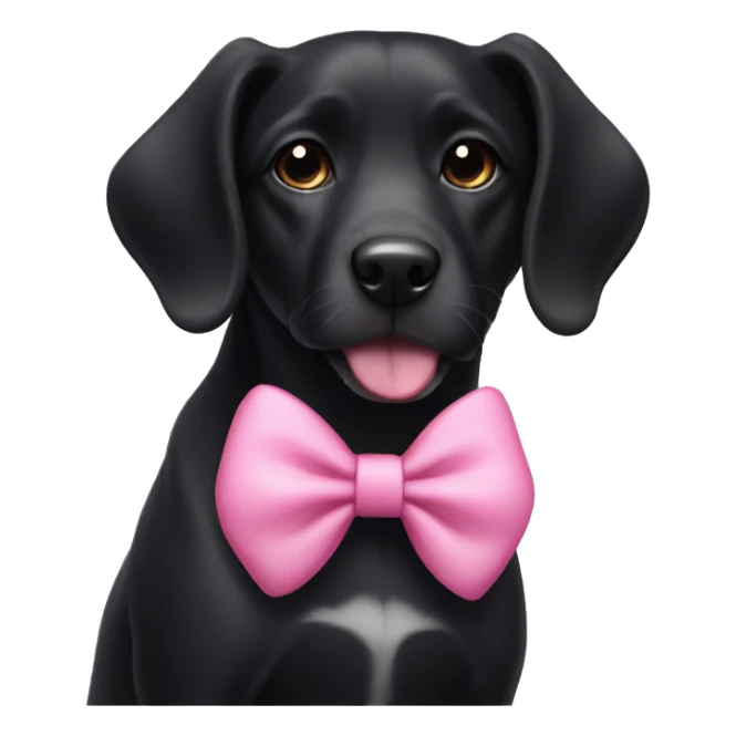 Black doggy with a pink bow on her ear sticker