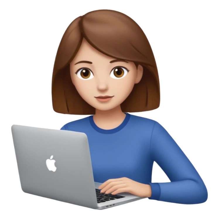 Girl with brown hair with MacBook  sticker