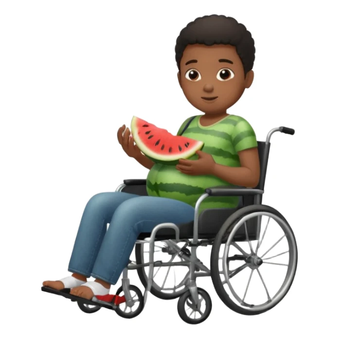 pregnant black boy in wheelchair eating watermelon  sticker