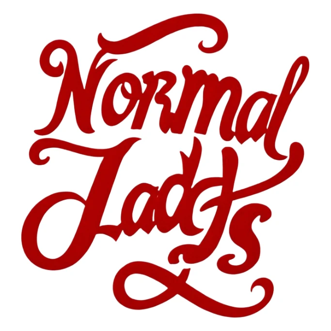 A red logo with the exact words "Normal Lads" written in gothic handwriting.  sticker