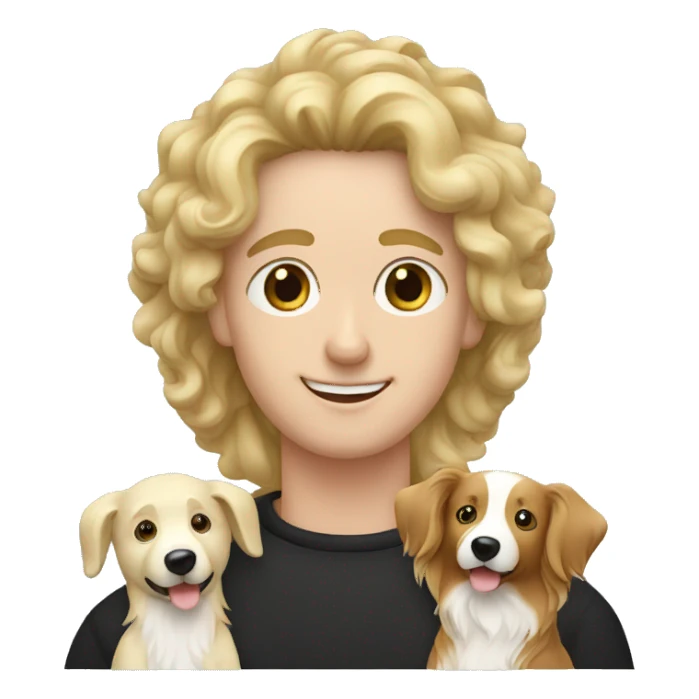 Family  man, blond long hair woman and curls black border collie sticker