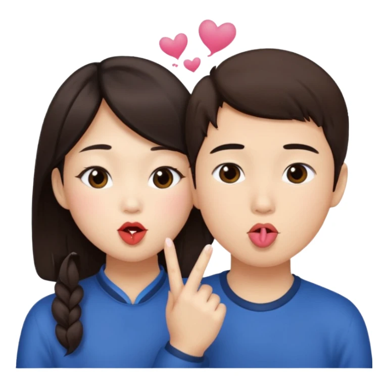 Asian girl blowing kiss to brunette boy  sticker
