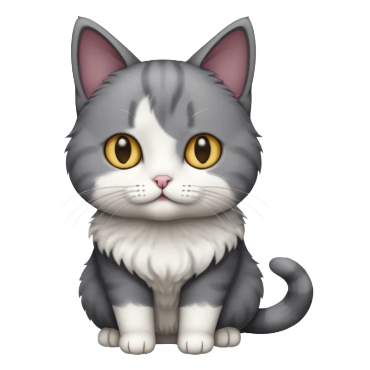 full body small short hair dark grey and white cat sticker