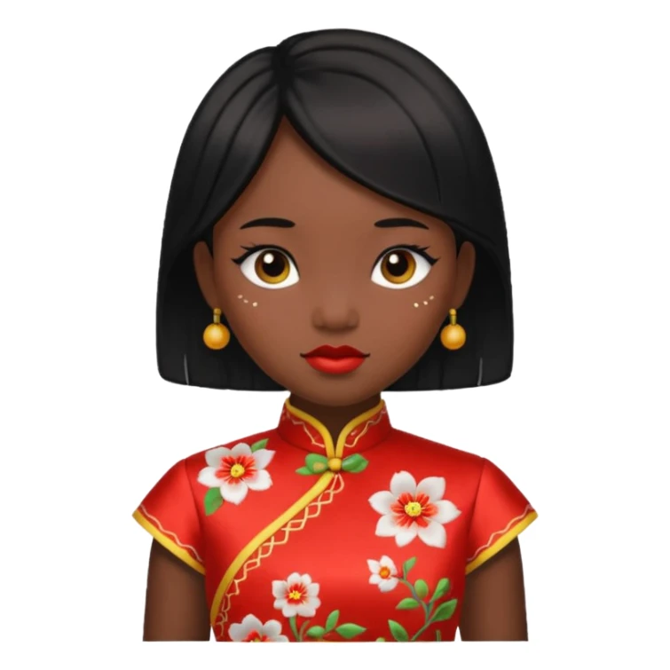 cheongsam girl, black skin sticker
