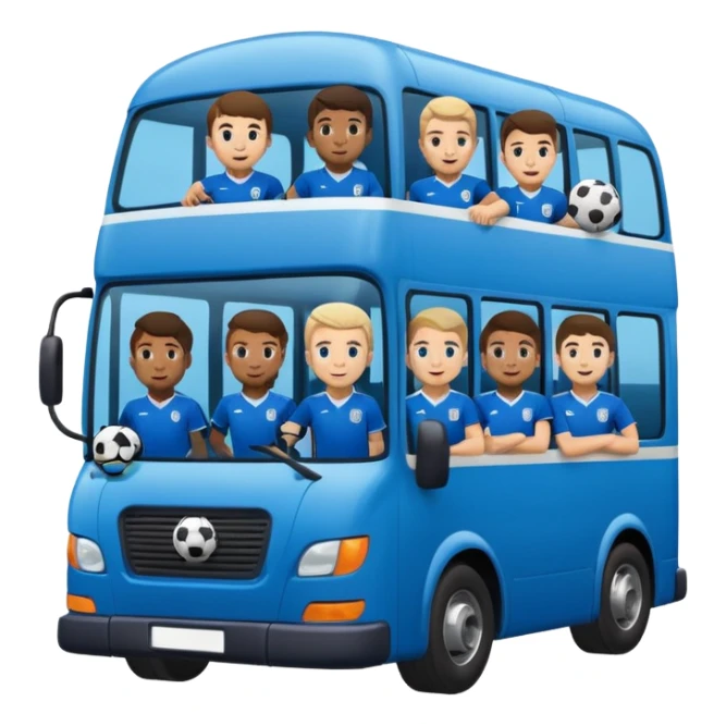 autobus para equipo azul  juton con jugadores adentro  sticker