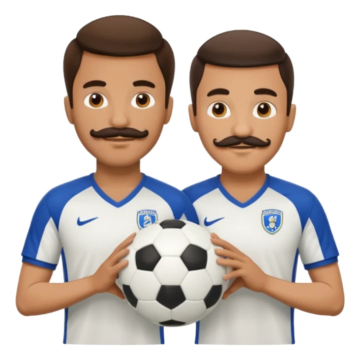 soccer players with mustache holding soccer ball sticker
