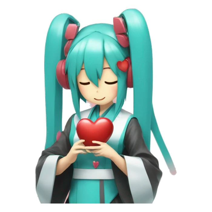 hatsune miku holding real heart sticker