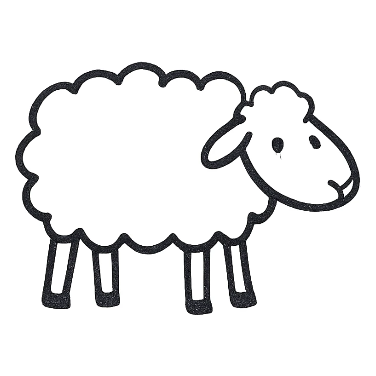 sheep hand drawn black outline icon sticker