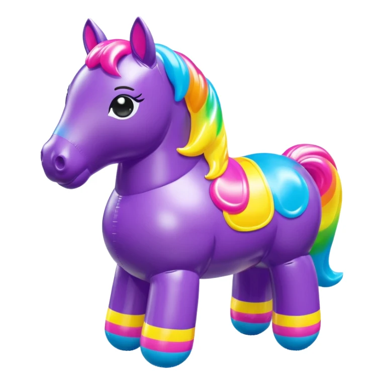  Lisa Frank style inflatable vinyl chubby horse toy figure  sticker