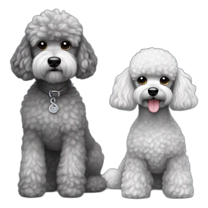 Mini toys poodle blanca junto a un schnauzer gris sticker