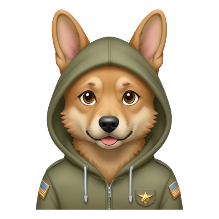 Military dog wearing hoodie sticker