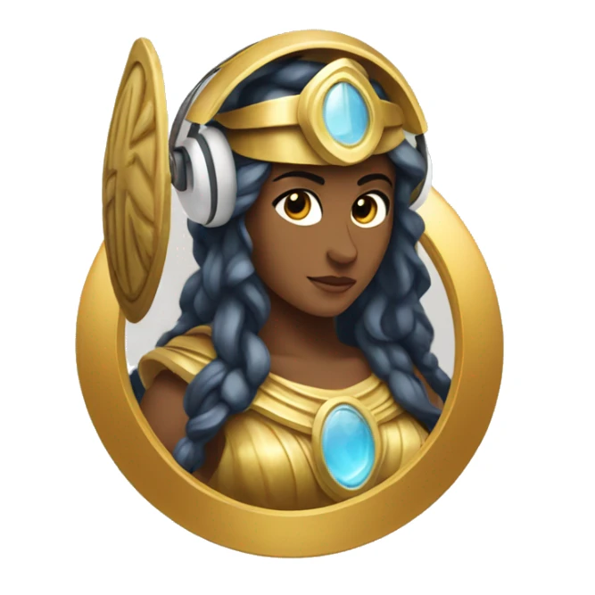Athena goddess image with sheild and headphones  sticker