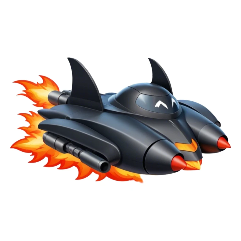 batmobile in rocket ship boom rocket at take-off in fire france sticker