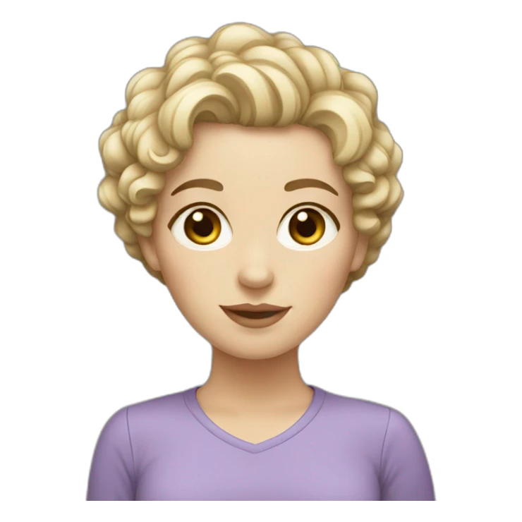 white girl with short curly hair sticker