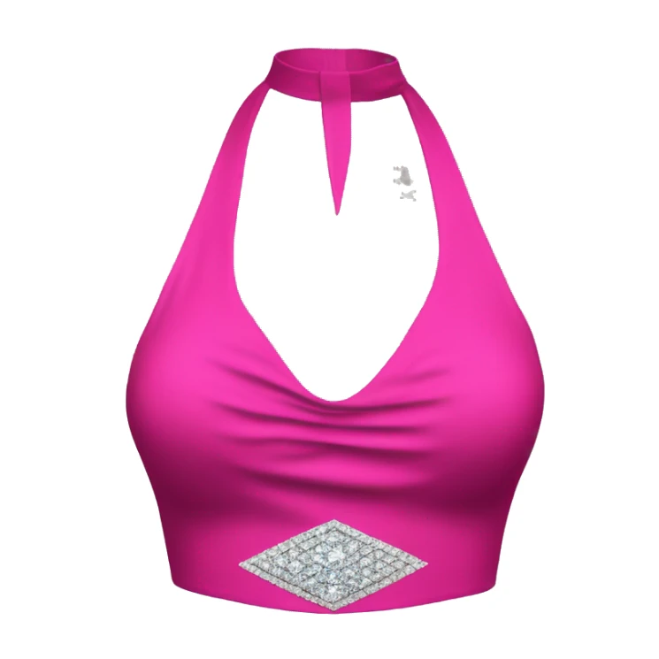 Realistic isolated hot pink high neck halter top with diamond shape cut out in the middle of it. sticker