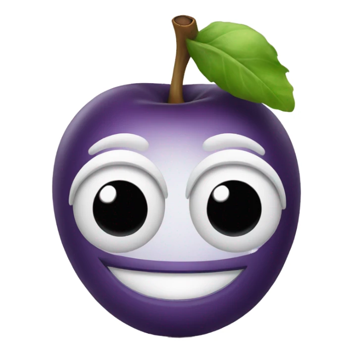 Apple emoji smiley face with egg plant eyes sticker