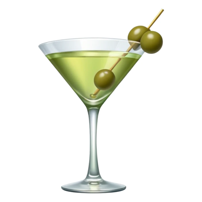 martini with 3 green khaki olives all at the same stick and same size . liquid should be a clear color like water kinda  sticker