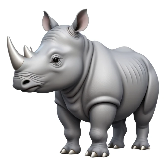 Gray rhinoceros in 3D drawing, which stands three quarters to the right sticker