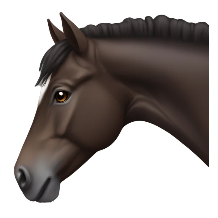 Dark brown horse with dark brown mane and small white star marking sticker