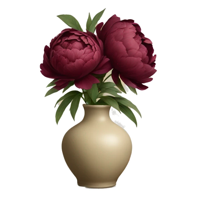 burgundy peonies in a biege vase sticker
