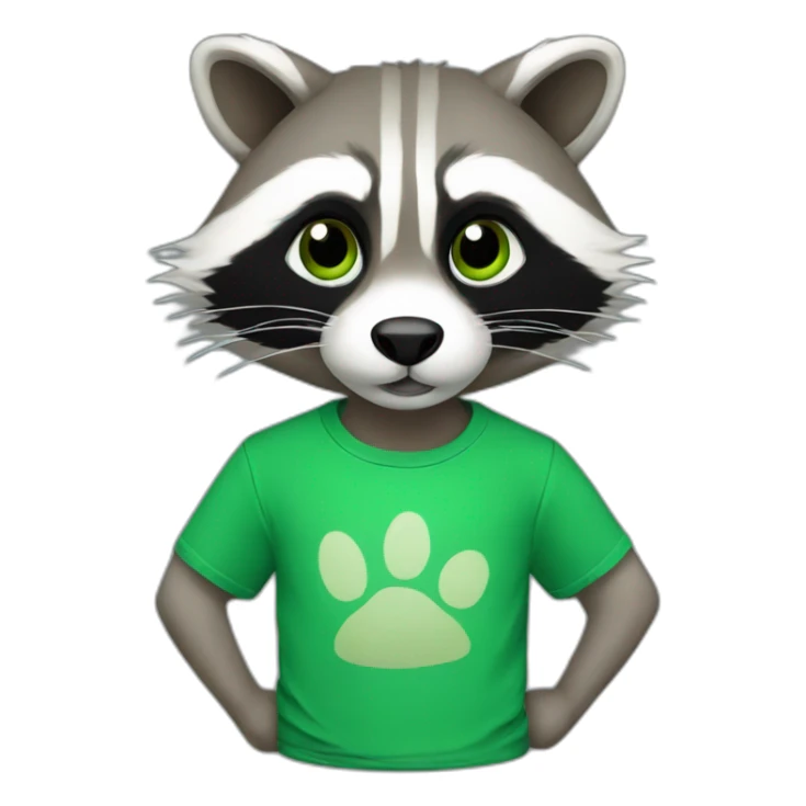 Raccoon in green tshirt sticker