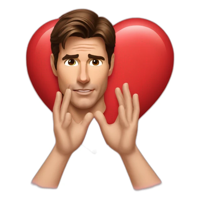 Realist Tom cruise do a heart with his hands sticker