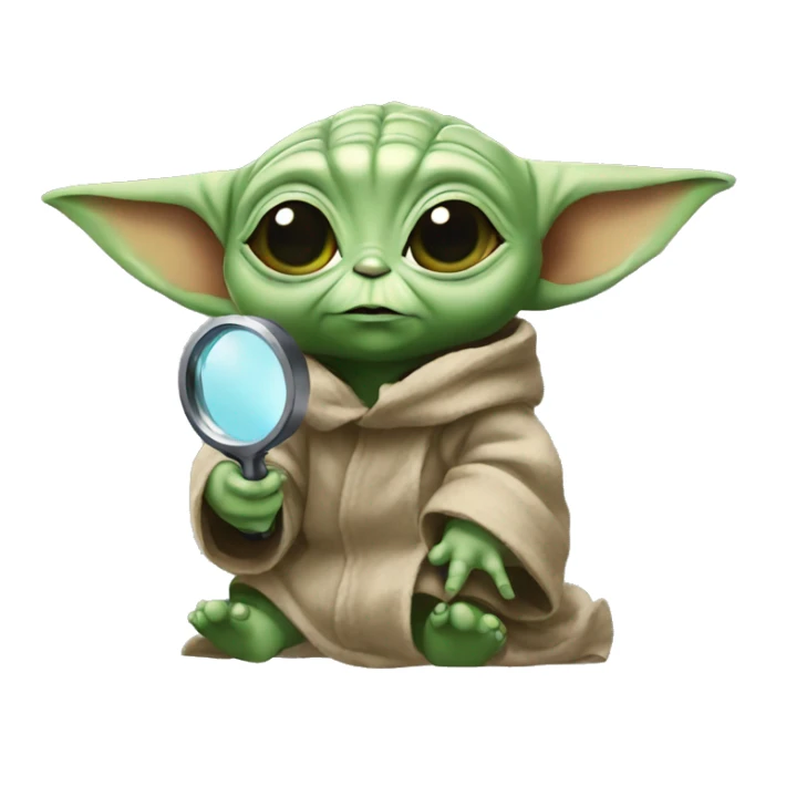  baby yoda holding a magnifying glass sticker