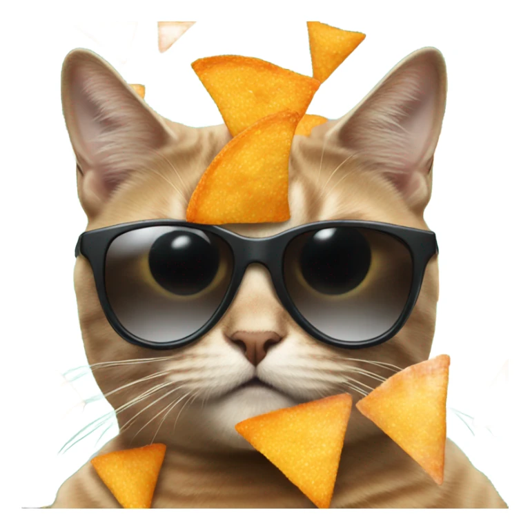 Cat with sunglasses eating Doritos sticker