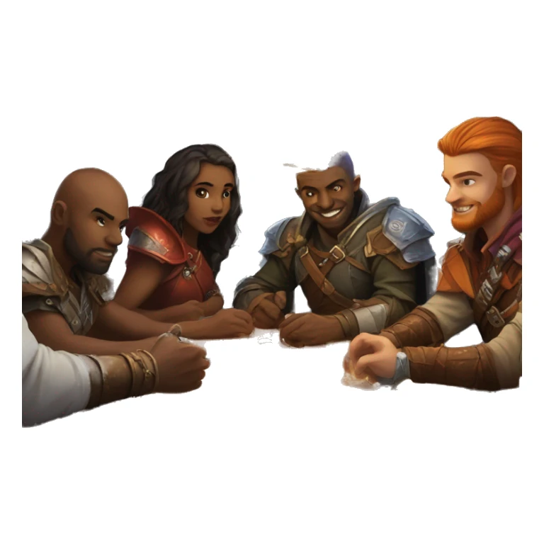 Playing dungeons and dragons with friends at a table with full set up sticker