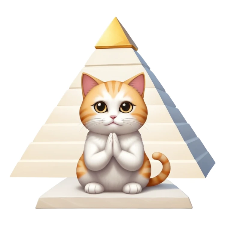 Cats praying near white pyramid  sticker
