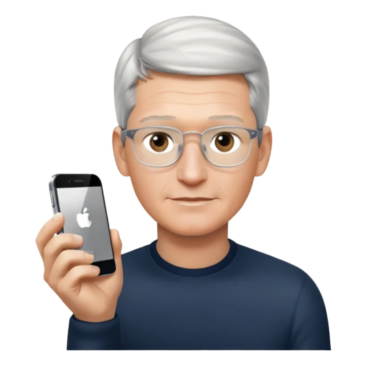 Tim Cook wiyh iphoine into his hands sticker