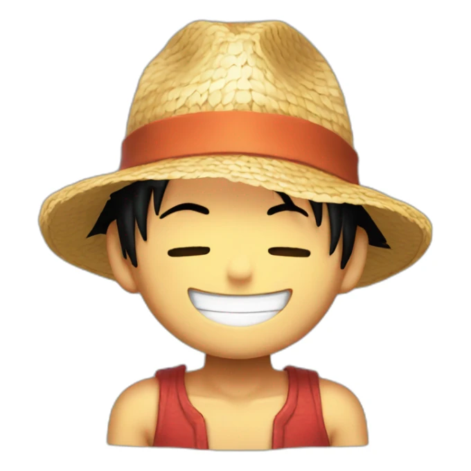 Luffy with his straw hat smiling with closed eyes sticker