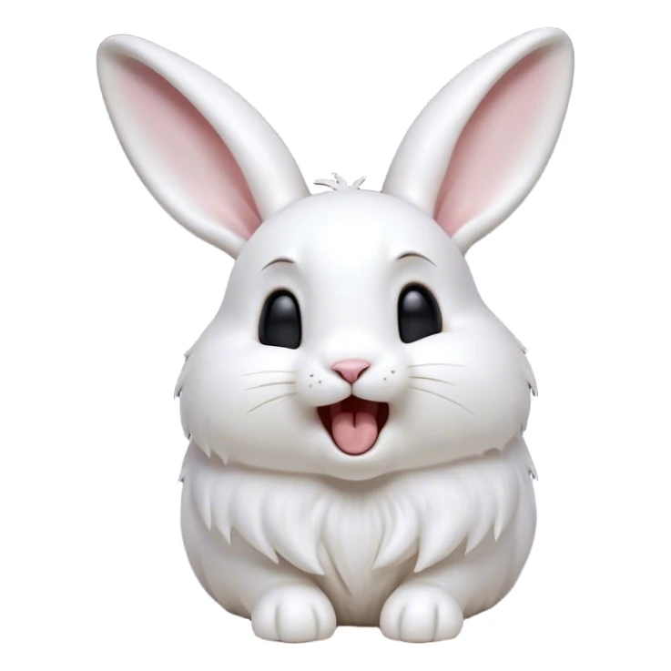 Cinematic Cute Yawning White Rabbit Portrait Emoji, Head tilted slightly with a dramatic, wide-open yawn, showcasing a smooth, silky white fur with floppy ears, round dark eyes barely open in drowsy contentment, Simplified yet irresistibly adorable features, highly detailed, glowing with a soft, cozy glow, high shine, relaxed yet expressive, stylized with a touch of whimsy, bright and endearing, soft glowing outline, capturing the essence of a sleepy yet affectionate bunny, so drowsy it feels like it could stretch out of the screen and curl up for a nap! sticker