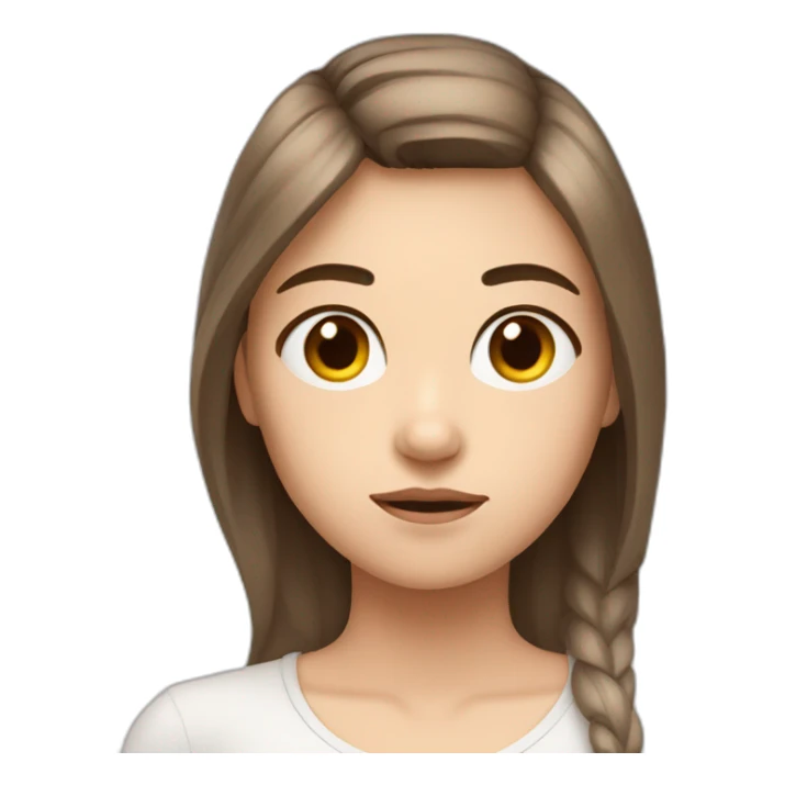 24 years old girl looking weary with white complexion and hair around armpit length with brown hair sticker