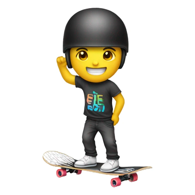 Ein hai auf einem Skateboard mit helm und schuhen und t shirt  sticker