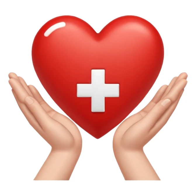 CPR symbol with heart and hands, medical, clear and simple sticker