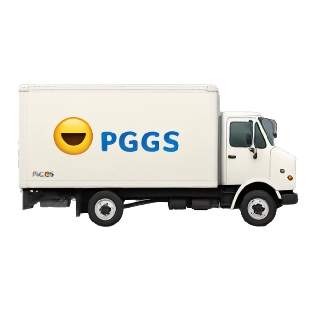 Boxtruck with letters "PGS” on the side sticker