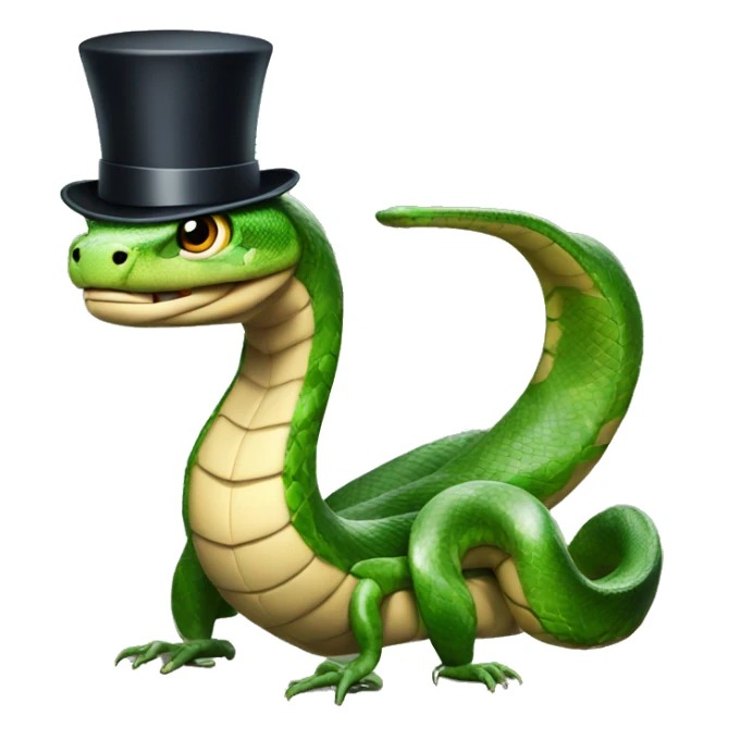 Snake with two legs carrying a briefcase on his back with a top hat  sticker
